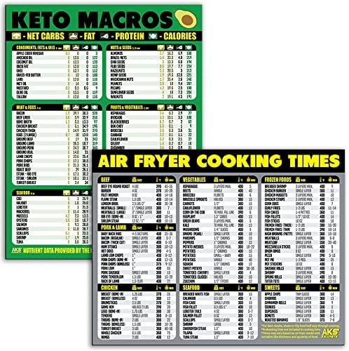 Keto Weight loss plan and Air Fryer Magnetic Cheat Sheet Mixture Bundle - Additional Giant Straightforward to Learn Cooking Accent Charts - Fast Reference Information Magnets for Ketogenic and Airfry Meals - Kitchen Equipment