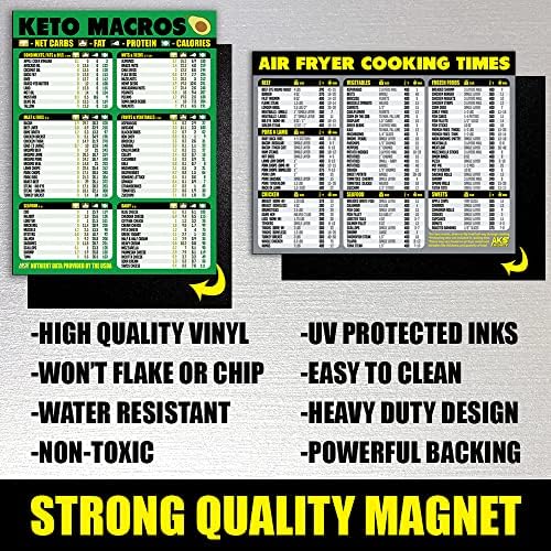 Keto Weight loss plan and Air Fryer Magnetic Cheat Sheet Mixture Bundle - Additional Giant Straightforward to Learn Cooking Accent Charts - Fast Reference Information Magnets for Ketogenic and Airfry Meals - Kitchen Equipment - Image 6